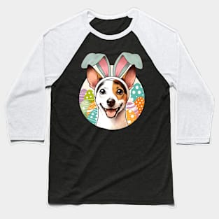 Rat Terrier Embraces Easter with Bunny Ears Baseball T-Shirt